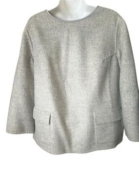Talbots Light Gray Wool Button-back Cape Jacket, Sz 14